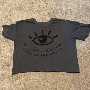 Women's Black Graphic Crop Tee - Positive Vibes